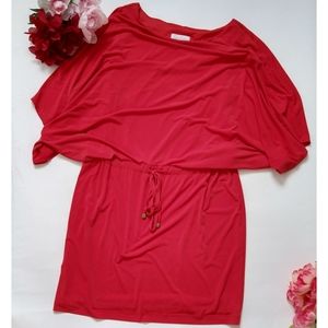 Jessica Simpson Coral Dress dolman tie waist SZ L